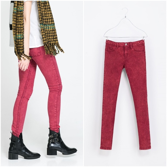 ZARA Women's Jean Reggings :Red, US 6/EUR 38 - Picture 2 of 4